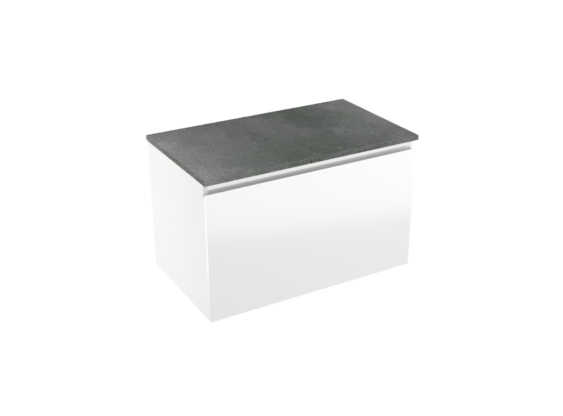 Linie Lado meuble salle de bains suspendu 80 x 46 cm blanc brillant avec Lado tablette simple en mélaminé ardoise gris