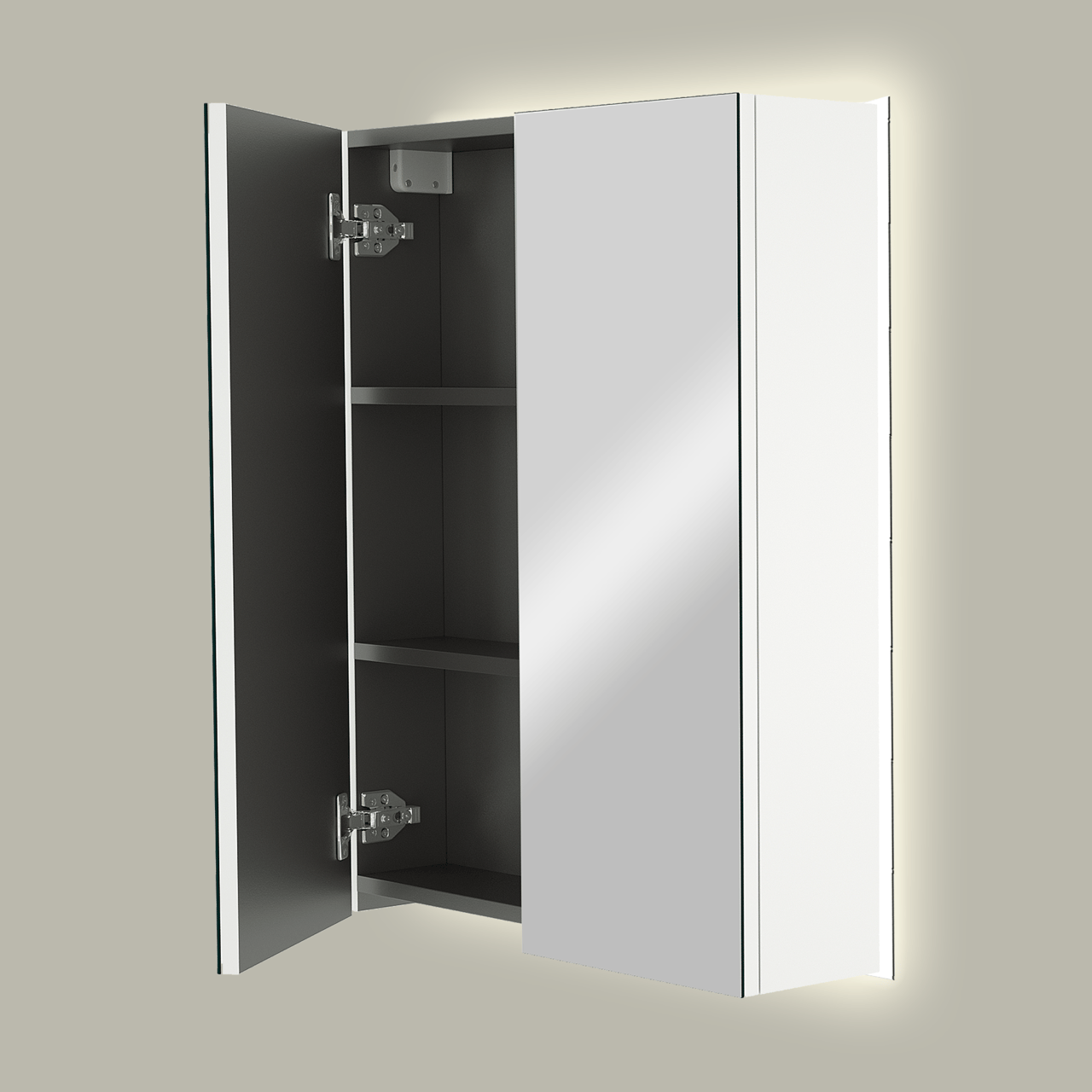 Linie Montro Spiegelschrank, 60 x 75 cm, weiß matt, mit Spiegelbeleuchtung