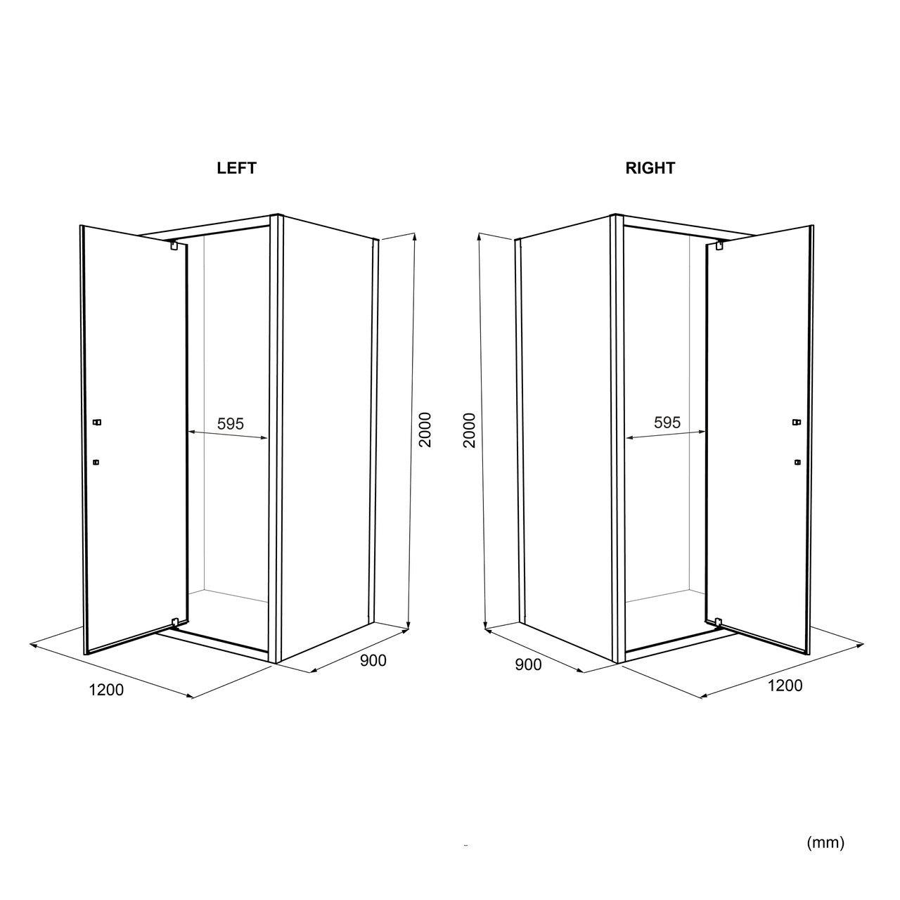 Luca Varess Talan rechthoekige douchecabine met draaideuren 90 x 120 cm helder glas mat zwart profiel
