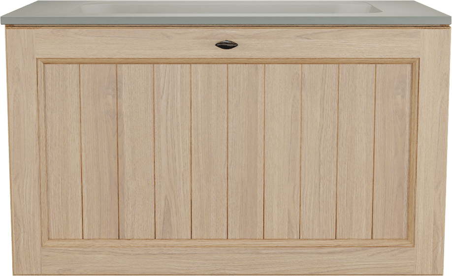 Balmani Lemon meuble salle de bains suspendu 90 x 55 cm, plaqué chêne naturel avec Tablo Strada plan simple en soie grise