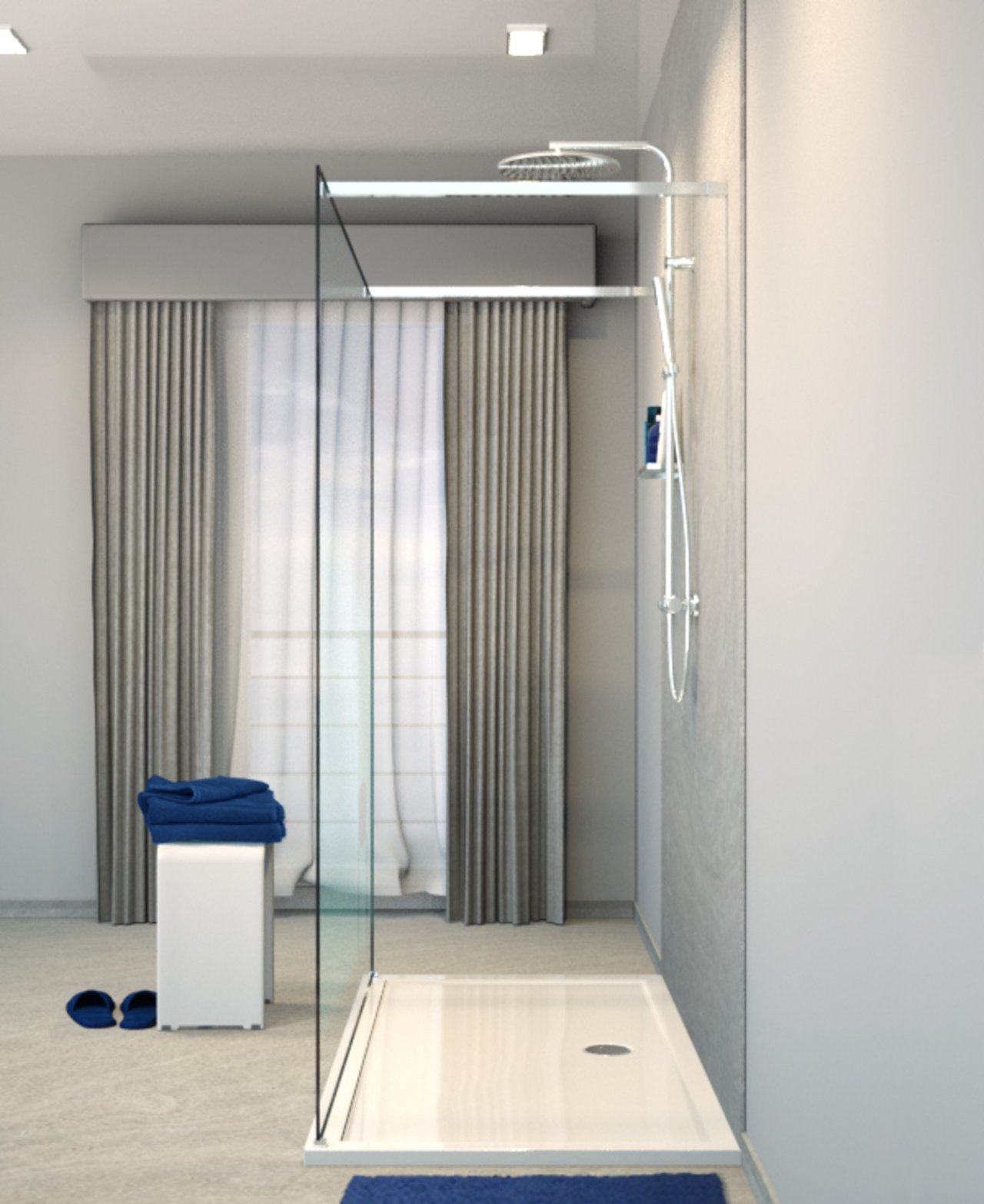 Balmani Modular Walk-In-Dusche mit freistehender Wand 170 x 200 cm, Klarglas, Profil chrom glänzend
