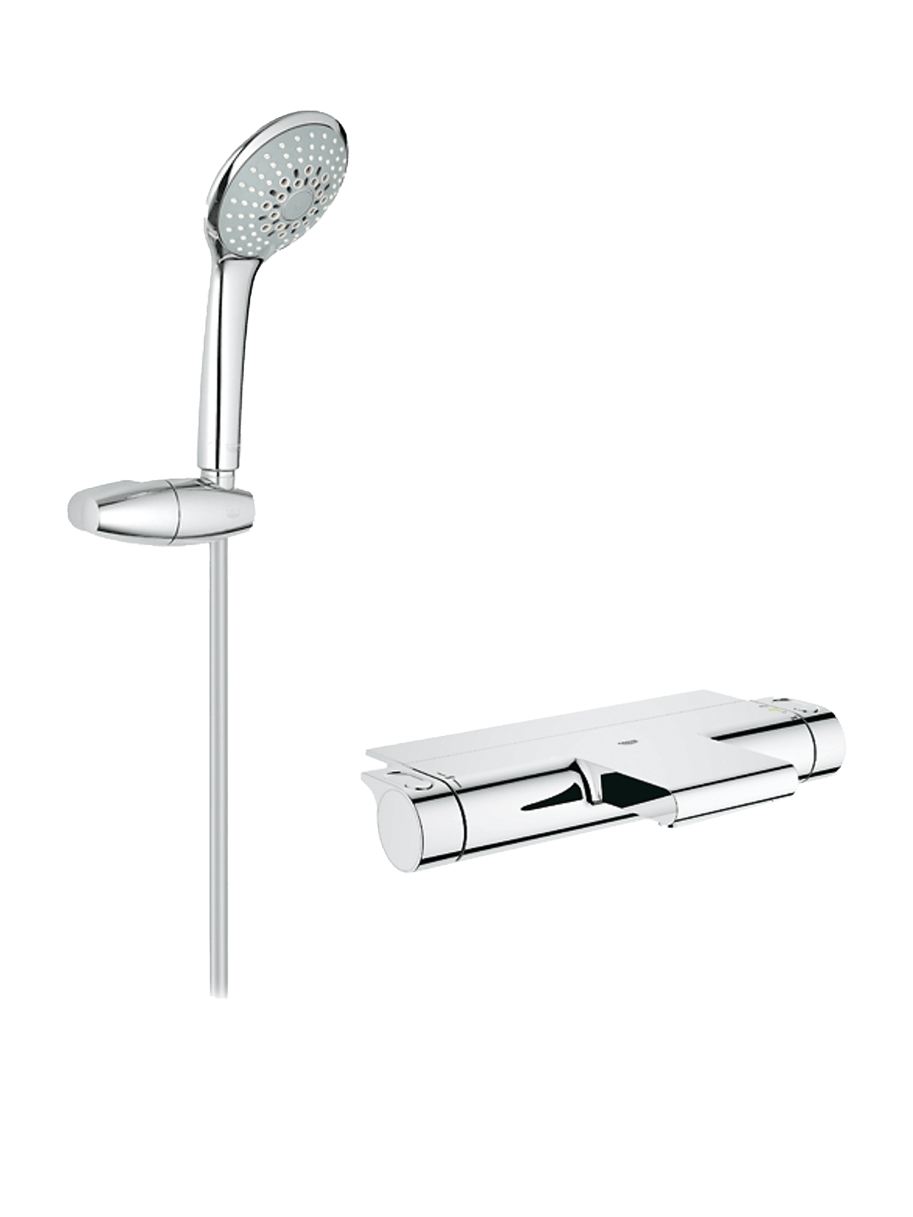 Grohe Grohtherm 2000 Thermostat-Badewannenarmatur: Chrom glänzend, inkl. Handbrauseset
