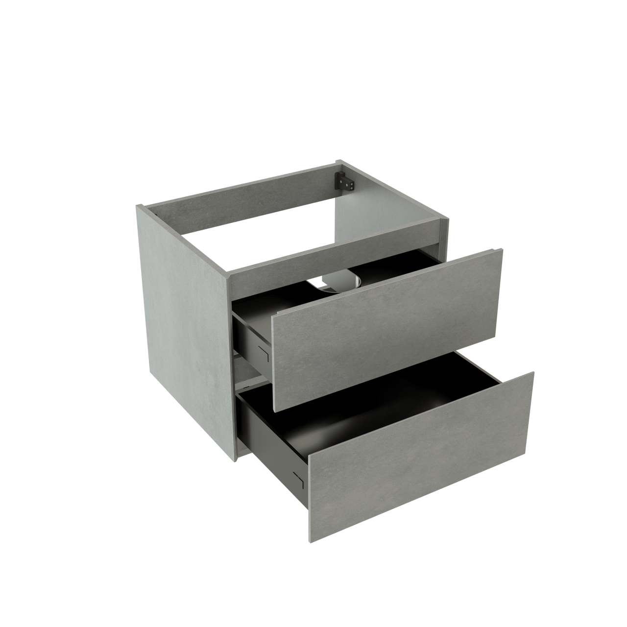 Storke Edge meuble sous-lavabo suspendu 65 x 52 cm béton gris foncé 2 tiroirs