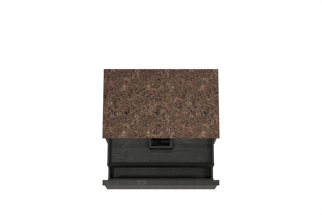 Balmani Forma zwevend badkamermeubel 90 x 55 cm zwarte eik met Stretto enkel tablet in marmer dark emperador, Verticale symmetrische rechte ribbel