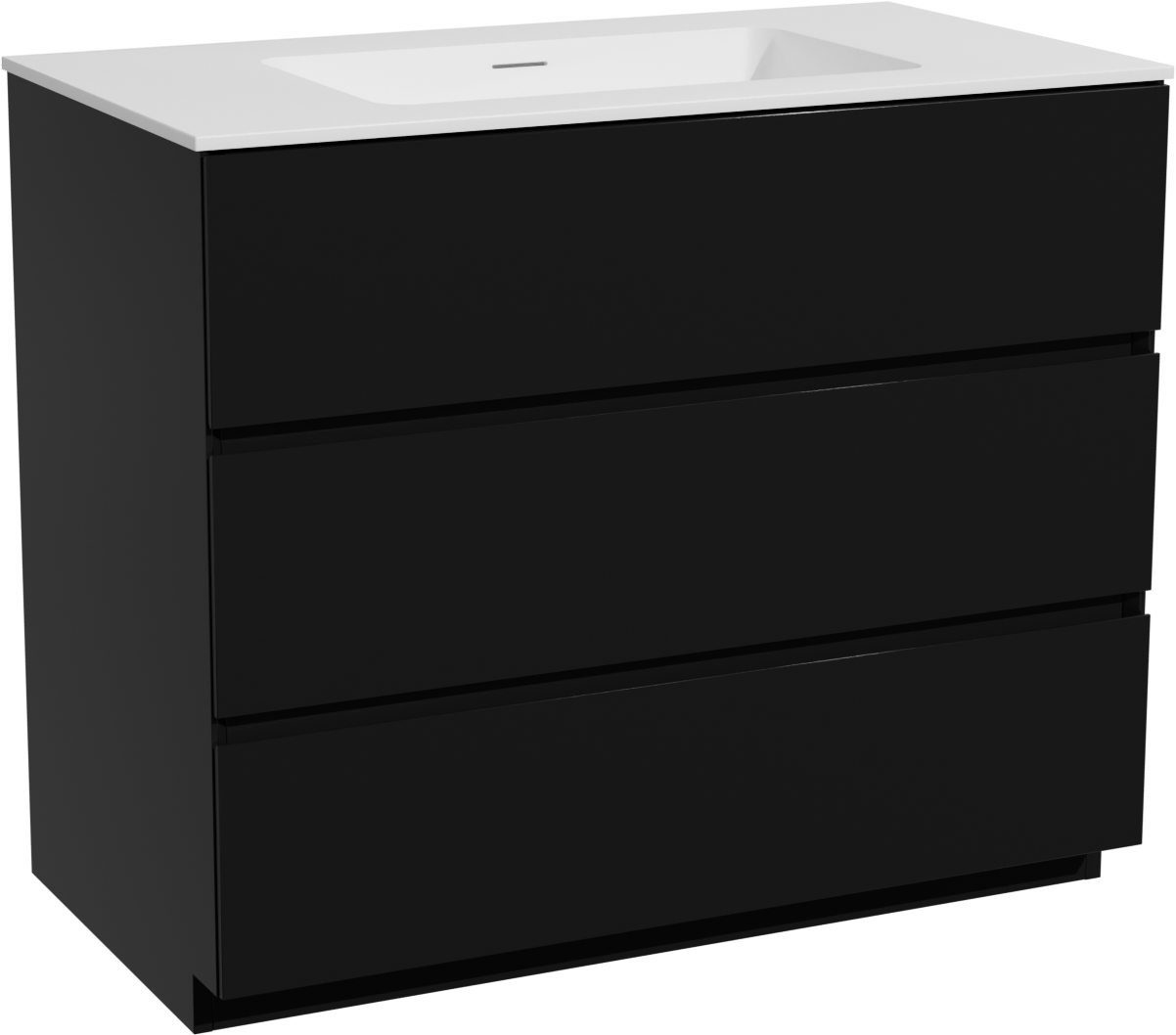 Storke Edge staand badkamermeubel 95 x 52 cm mat zwart met Mata enkele wastafel in solid surface mat wit