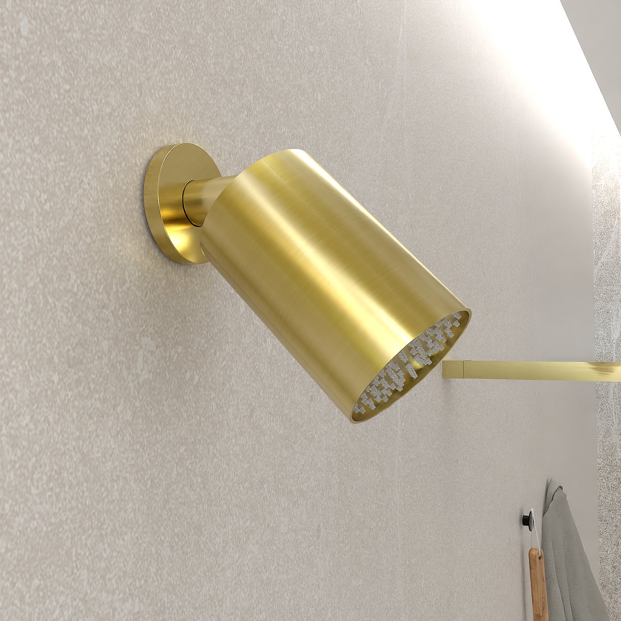 BLAUFOSS Luxor 90 Hoofddouche rond 14 cm x 9 cm met wand douchearm Brushed Gold