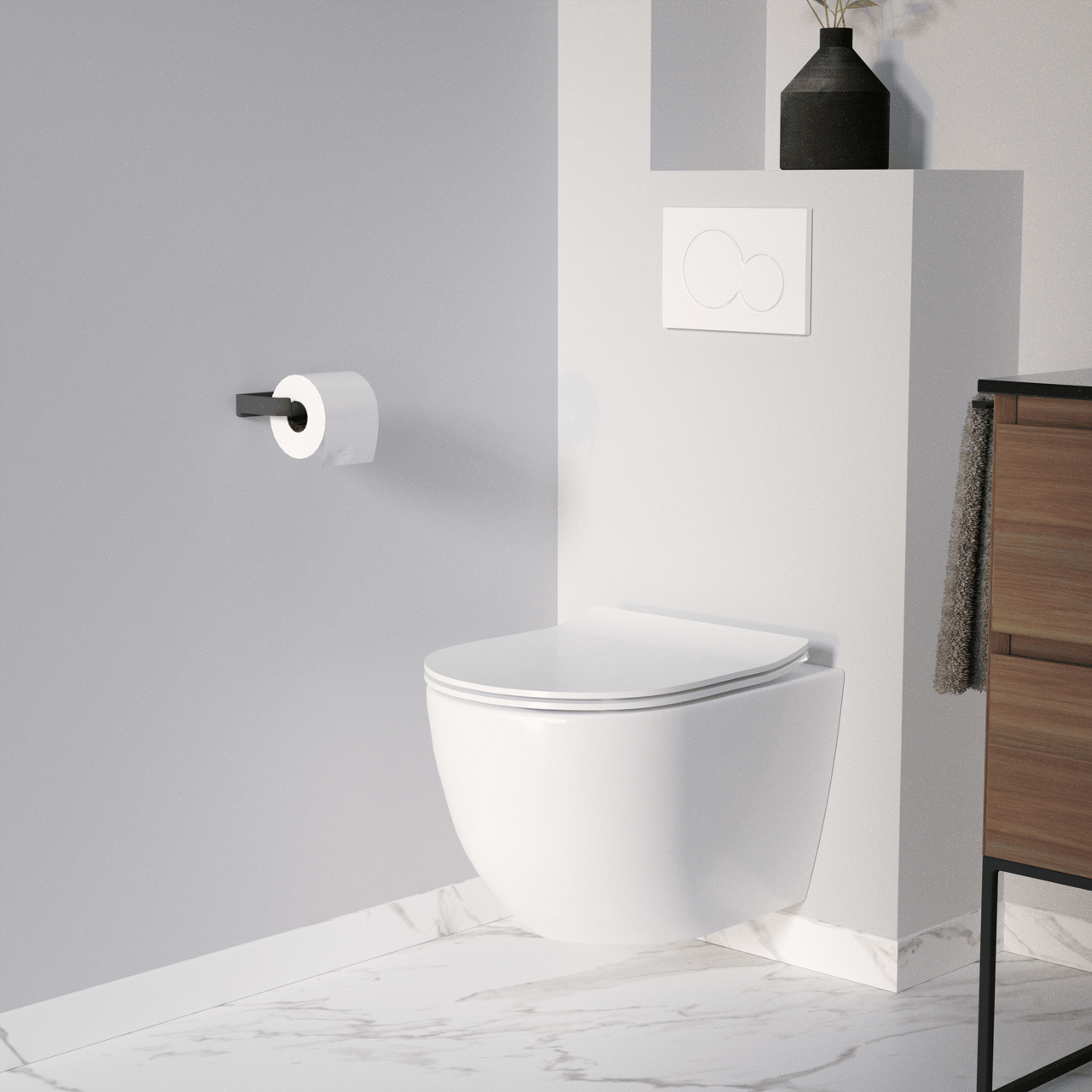 Luca Varess Moreno hangtoilet glanzend wit randloos