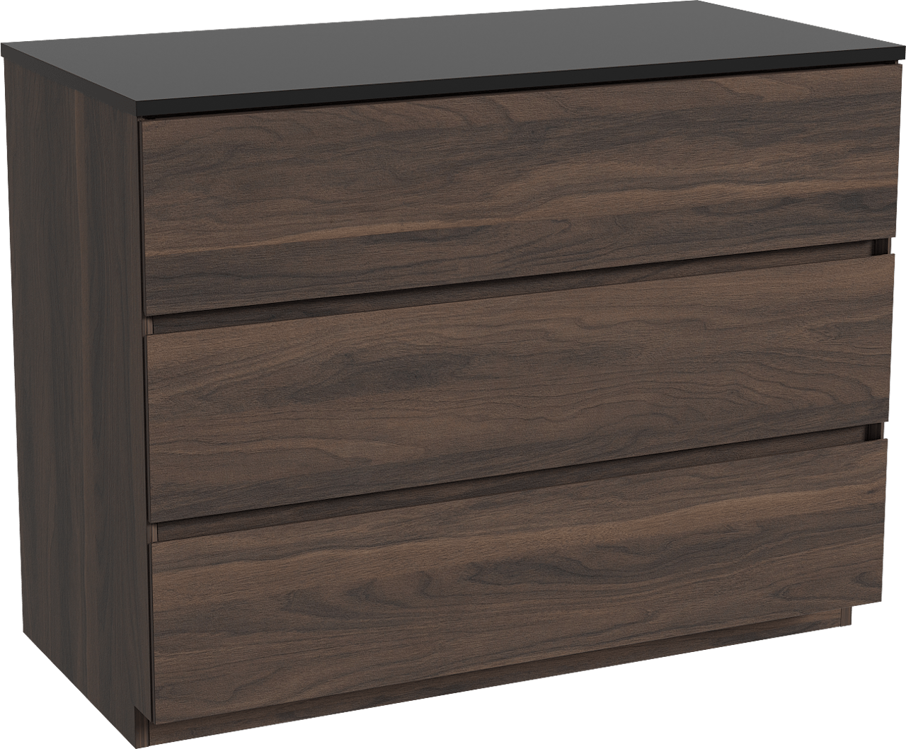 Storke Edge freistehendes Möbelstück Set: 105 x 52 cm, Nussbaum, mit Panton Einzel Waschtischplatte, Pulverbeschichtetes MDF Schwarz matt