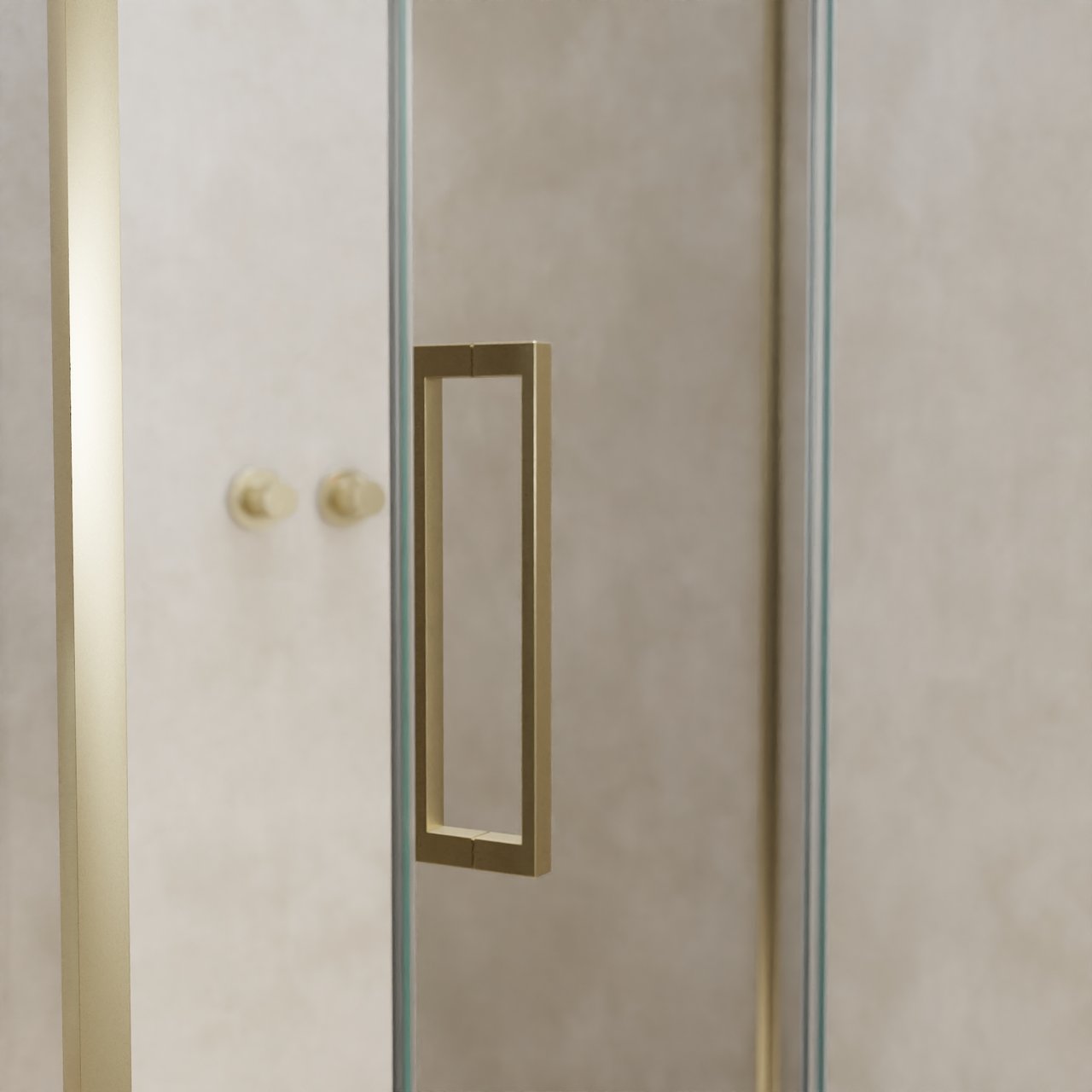 Balmani Senses Design douchehoek met rechtse draaideur en vaste zijwand, 120 x 100 cm, Helder glas, Brushed Champagne Gold profielen, met coating