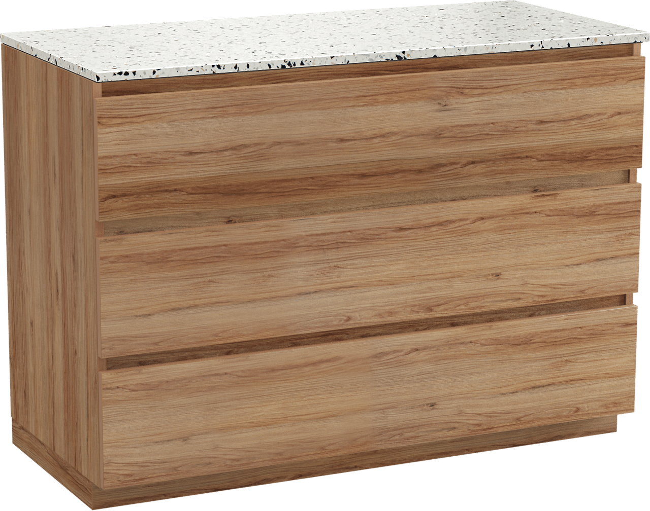 Balmani Lucida meuble salle de bains à poser 120 x 55 cm teck avec Stretto tablette simple ou double en blanc/noir mat terrazzo