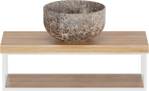 Balmani Life Edge Mini tablette 55 x 22,50 cm teck avec Bowl vasque à poser en marbre Dark Emperador