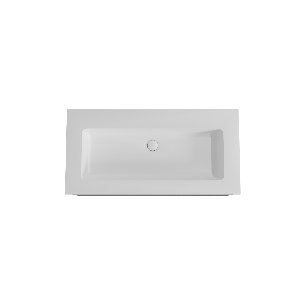 Storke Ribs zwevend badmeubel 105 x 52 cm zwart eiken met Mata enkele wastafel voor 2 kraangaten in solid surface mat wit, Verticale asymmetrische rechte ribbel