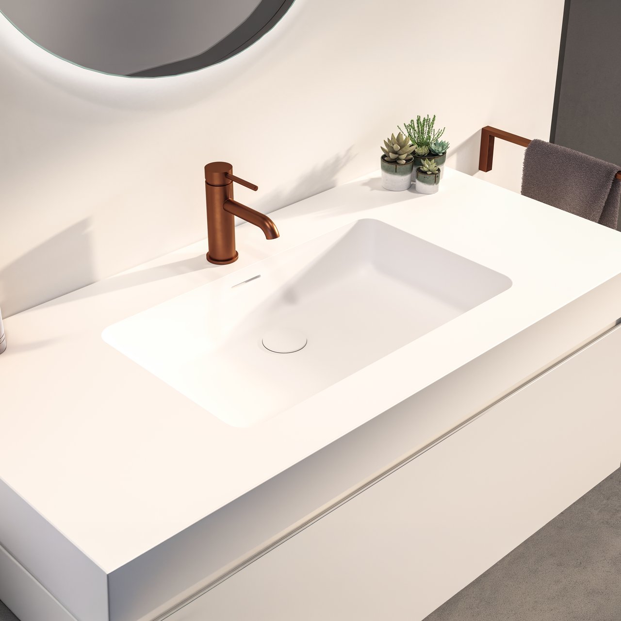 Storke Mata High vasque simple Solid Surface mat 106 x 52 cm