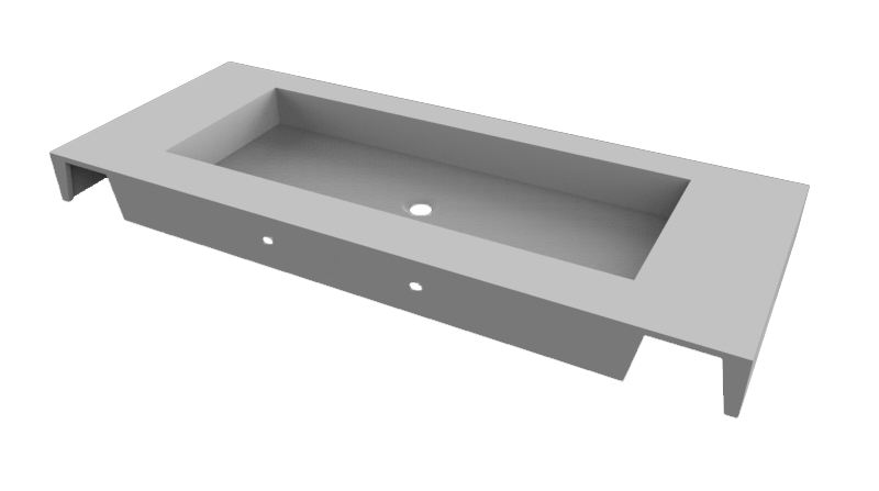 Balmani Modus Einzelwaschtisch für 2 Armaturenlöcher, Solid Surface matt, 180 x 55 cm