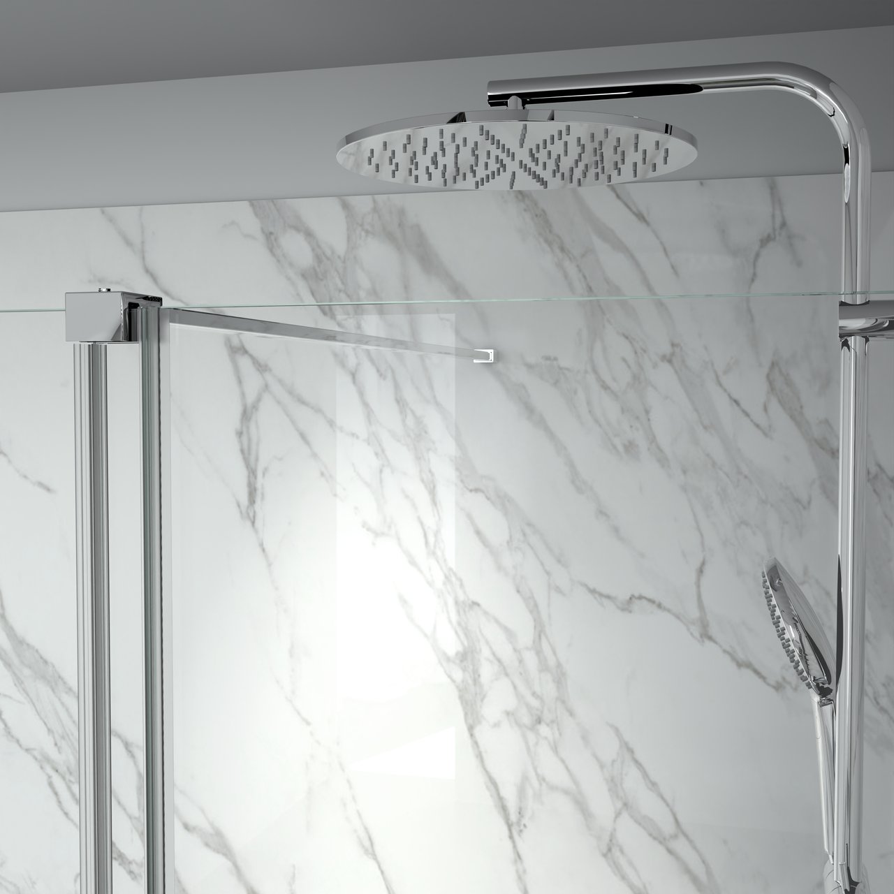 Balmani Move Slide douche à l'italienne avec panneau coulissant 160 x 200 cm verre transparent, avec coating, profil chrome