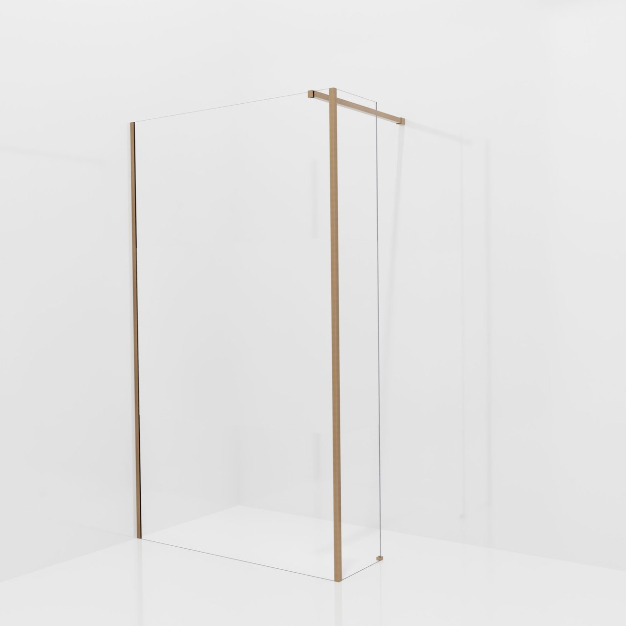 Balmani Modular douche à l'italienne avec paroi latérale fixe: 120 x 200 cm, Verre transparent avec bande mate, Profil Brushed Rosegold