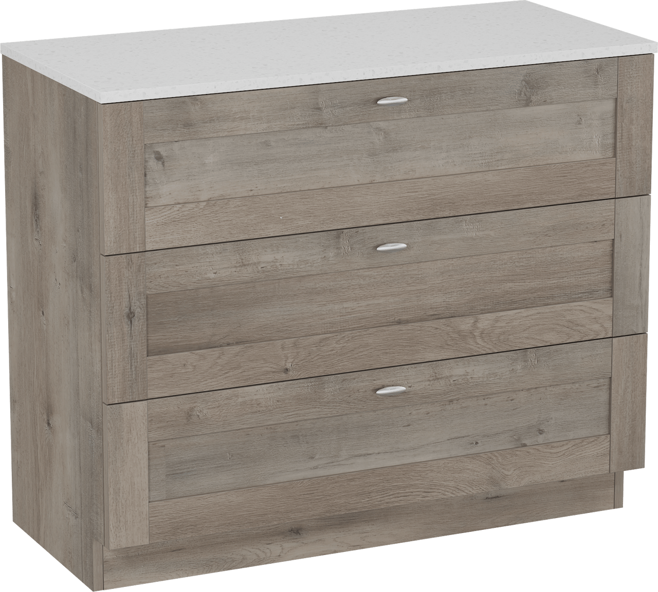 Linie Classo staand badkamermeubel 100 x 46 cm grijze eik met Lado enkel of dubbel tablet in melamine terrazzo wit