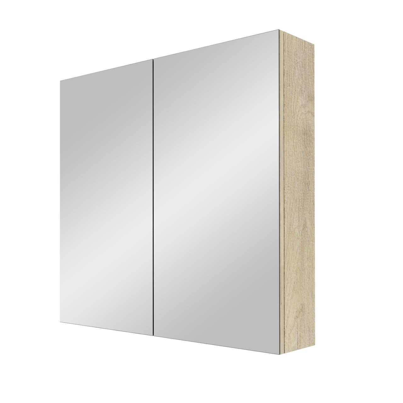 Linie Montro Spiegelschrank Bad: 80 x 75 cm, Eiche Natur