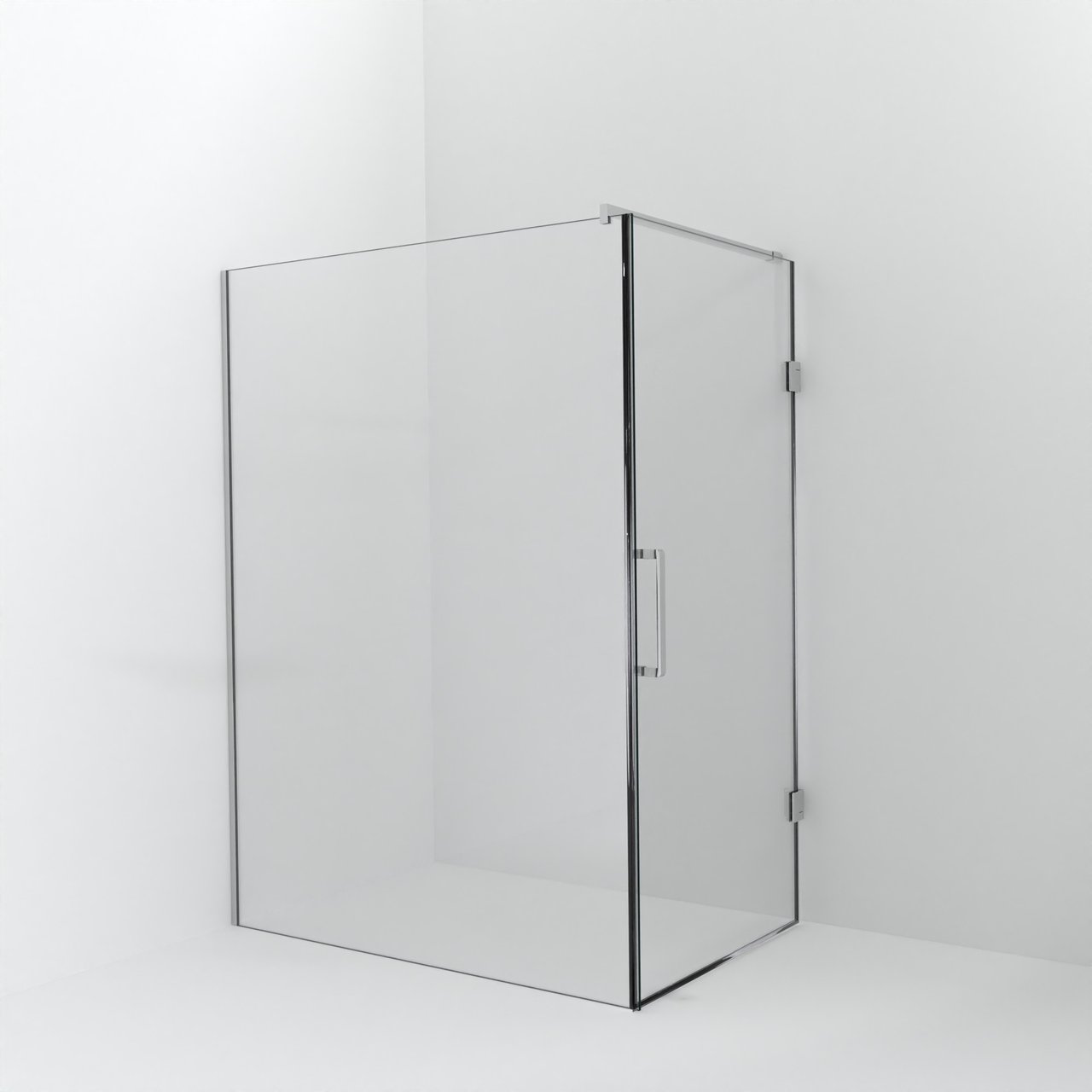 Balmani Modular douche à l'italienne avec porte: 150 x 200 cm avec porte 100 cm, Verre transparent, Profil Chrome brillant