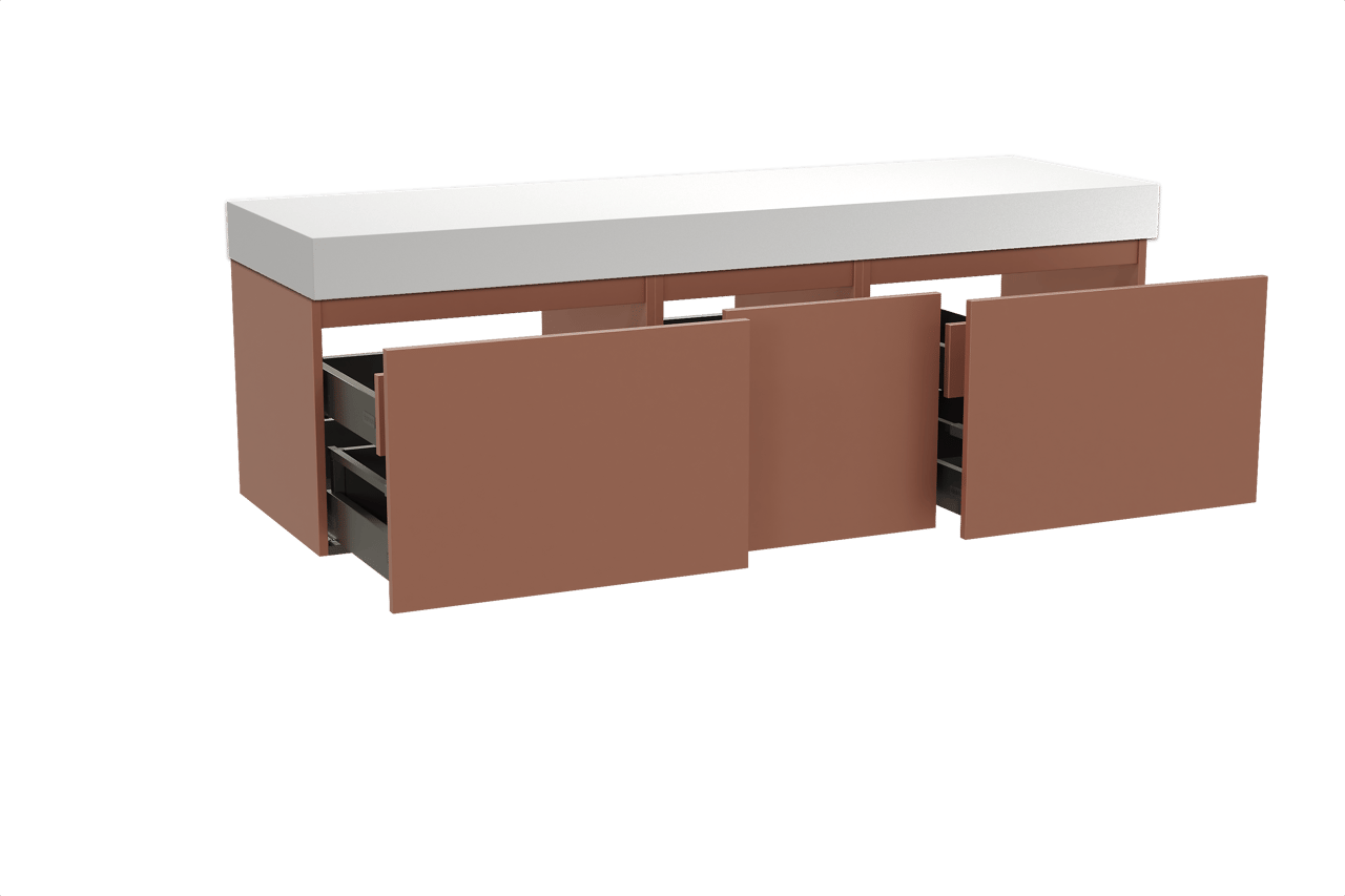 Balmani Sfera by Lucida zwevend badkamermeubel 180 x 55 cm cotto met Dominus enkel of dubbel tablet in solid surface mat wit