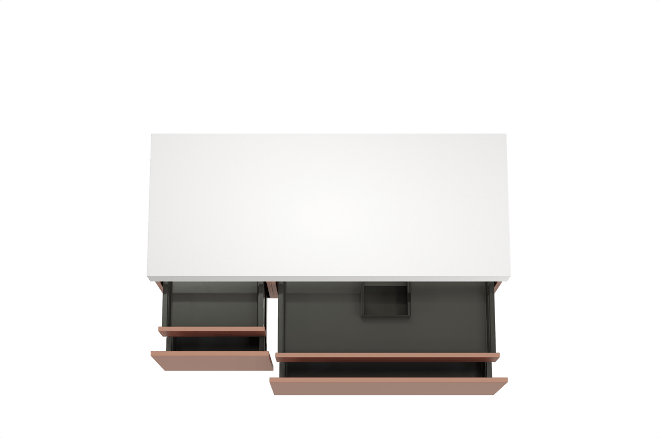 Balmani Sfera by Lucida meuble salle de bains suspendu 135 x 55 cm cotto avec Dominus tablette simple ou double en solid surface blanc mat