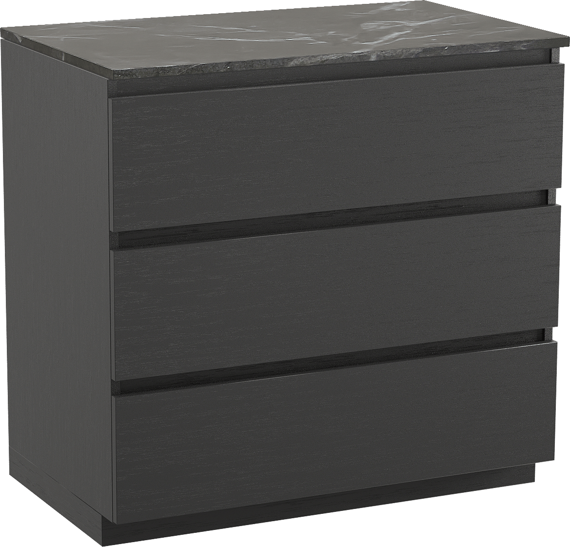 Balmani Lucida staand badkamermeubel 90 x 55 cm zwarte eik met Stretto enkel tablet in marmer pietra grey