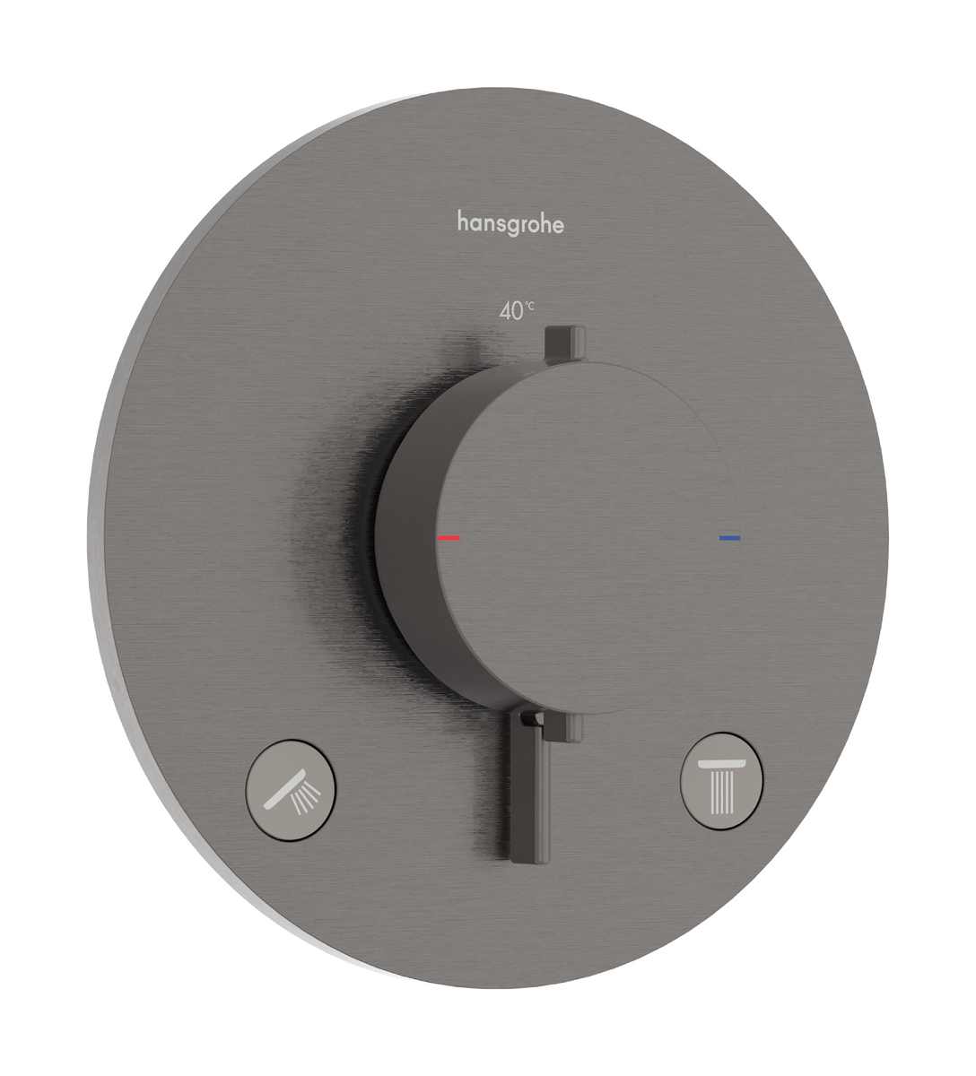 Hansgrohe Ecostat Comfort S Thermostat-Duscharmatur: Unterputz, für 2 Verbraucher, Brushed Black Chrome