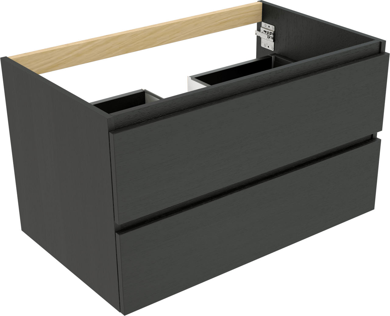 Balmani Lucida hängender Waschbeckenunterschrank: 90 x 55 cm, Eiche Schwarz, 2 Schubladen
