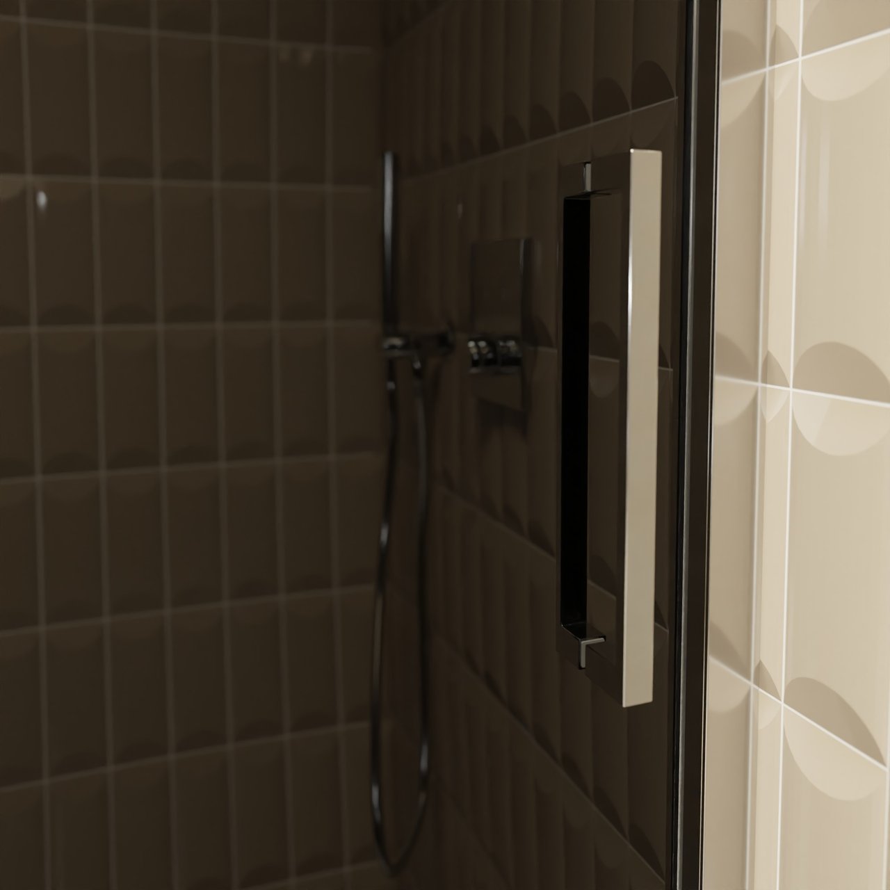 Balmani Senses Design Dusche Schiebetür, umkehrbar, 140 cm x 210 cm, Rauchglas, Profil Chrom