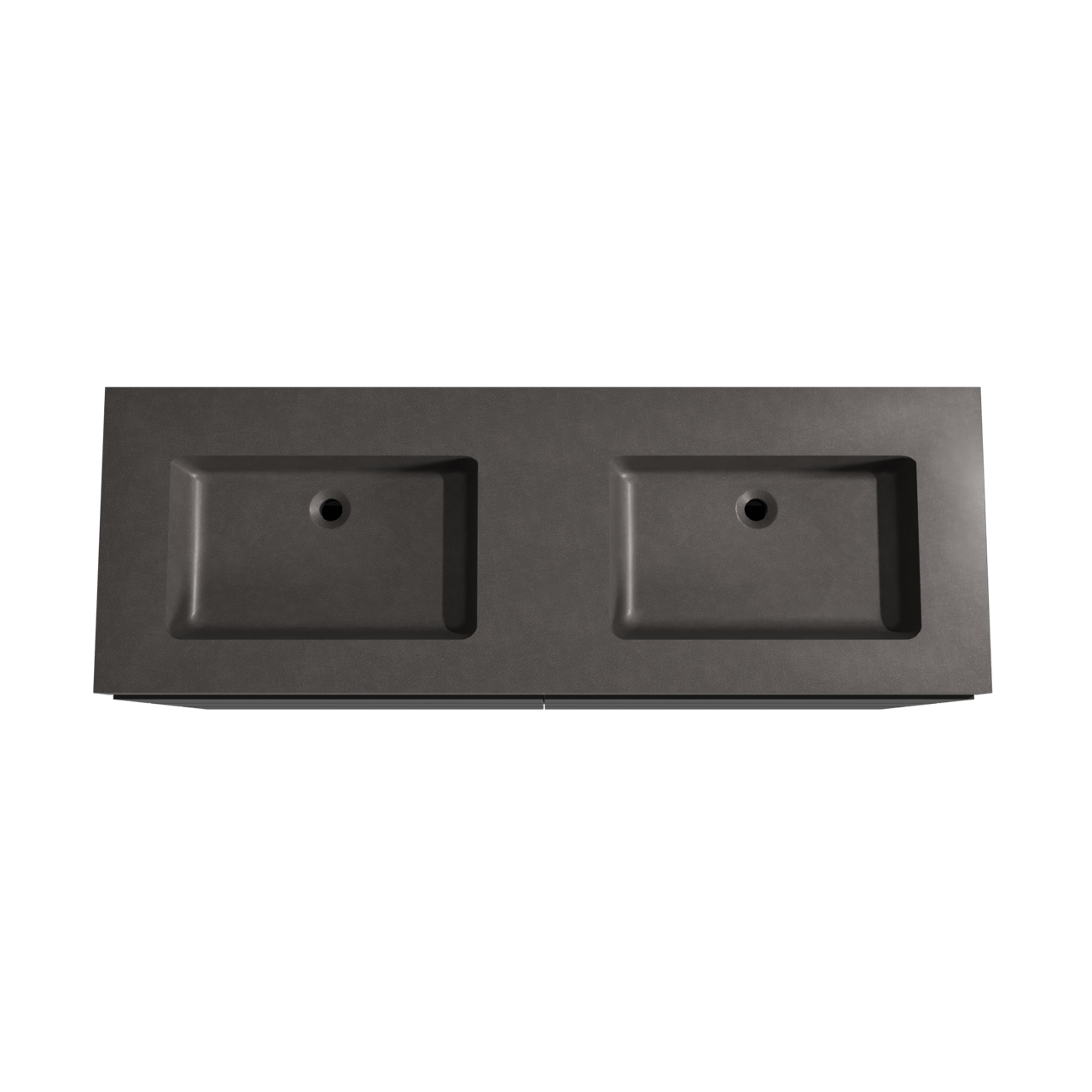 Storke Edge freistehendes Möbelstück Set: 150 x 52 cm, Schwarz matt, mit Scuro High Doppelwaschtisch, Quarz Schwarz matt