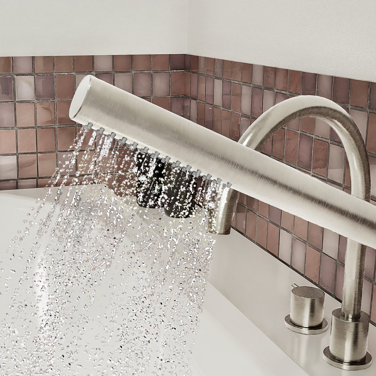 BLAUFOSS Round 5-gats Badrandkraan Brushed Coolmetal Incl. handdoucheset