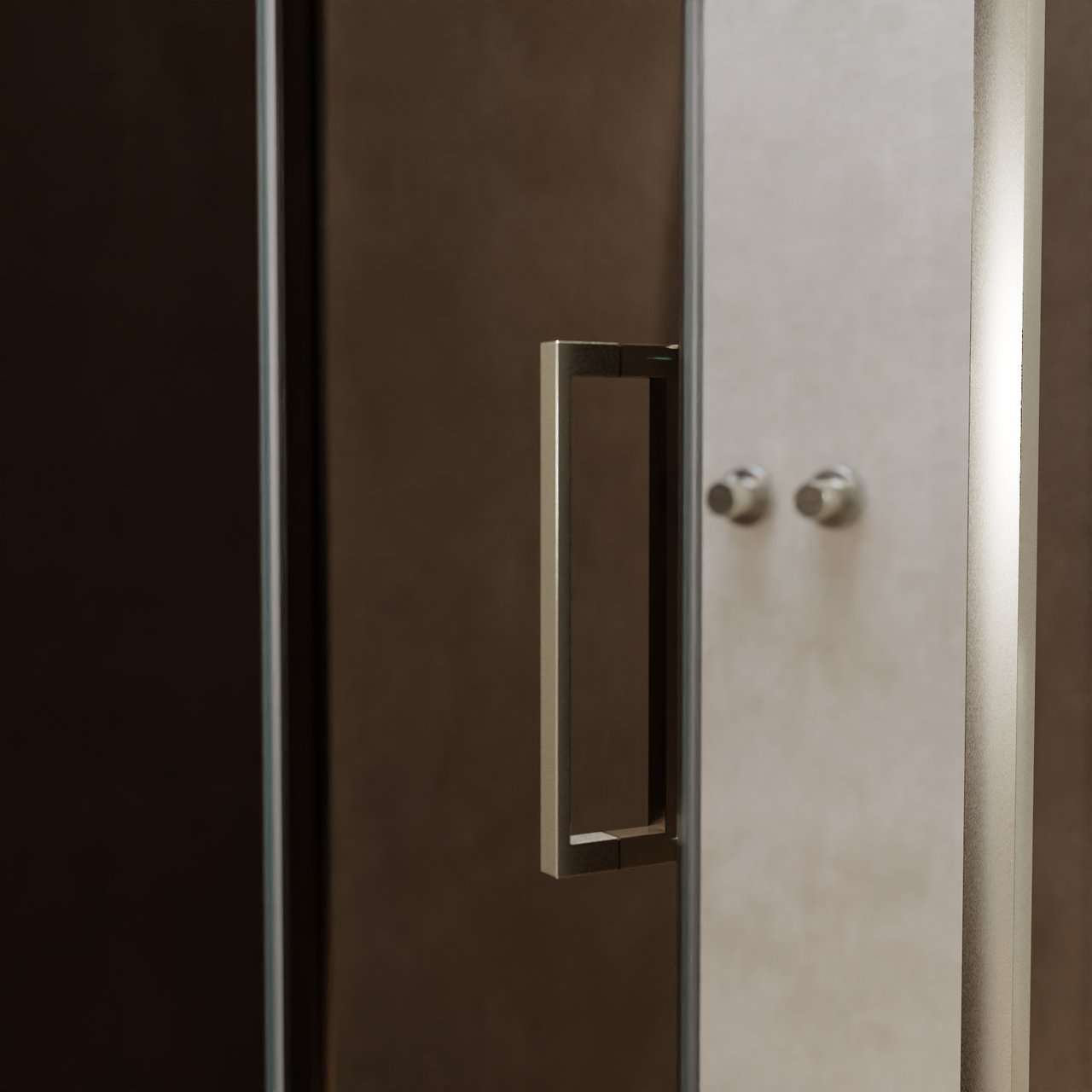 Balmani Senses Design douche en coin avec porte pivotante à gauche et paroi latérale fixe, 120 x 90 cm, Bronze, Profil Brushed CoolMetal, coating inclus