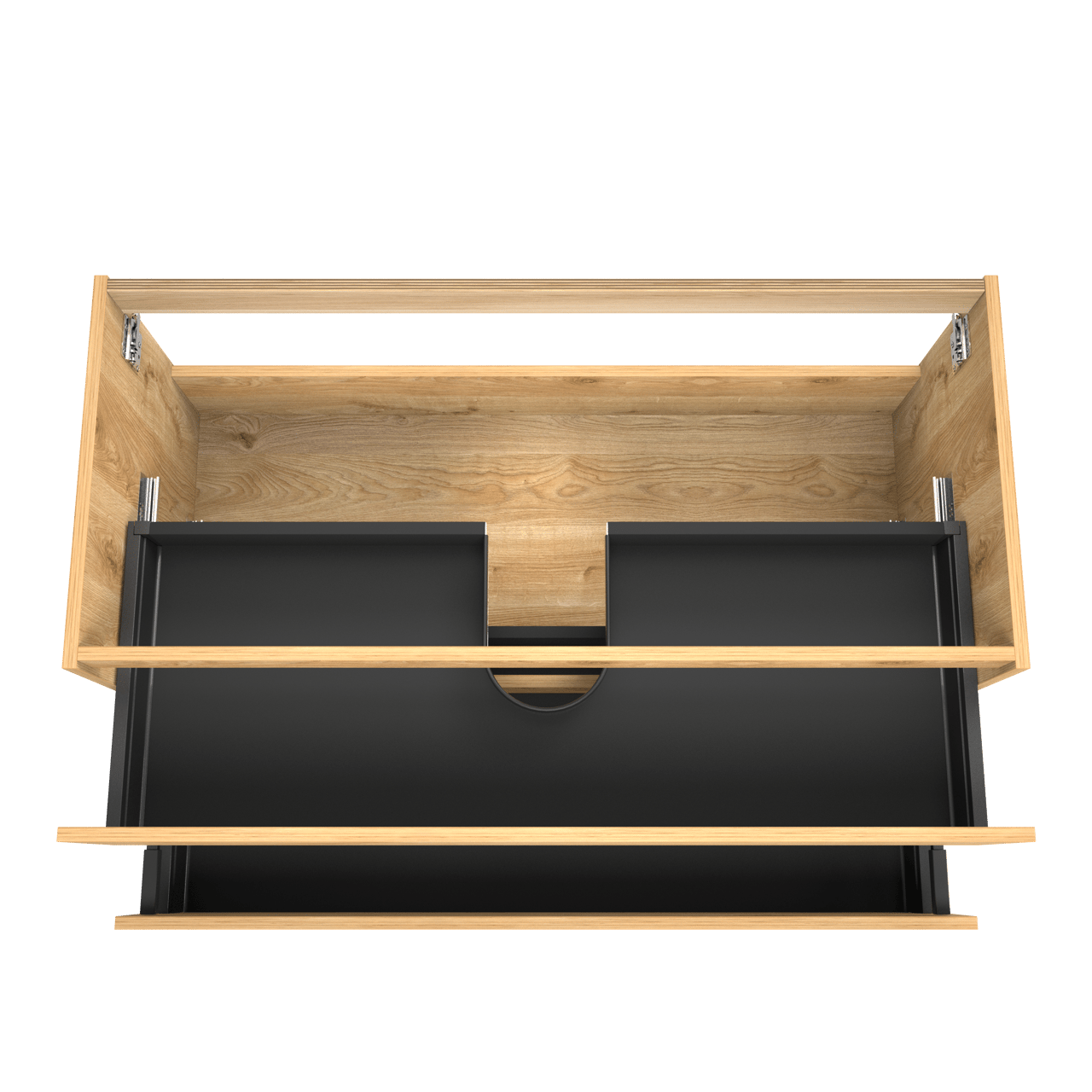 Balmani Lucida hängender Waschbeckenunterschrank: 120 x 55 cm, Eiche rustikal, 2 Schubladen