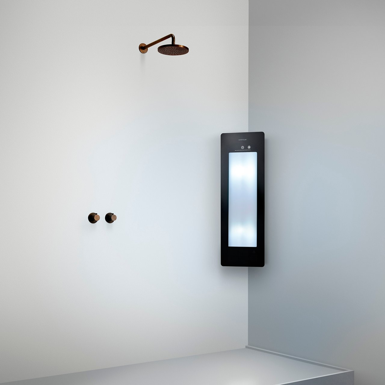 Sunshower Plus S d'angle en saillie en noir avec lumière infrarouge et UV