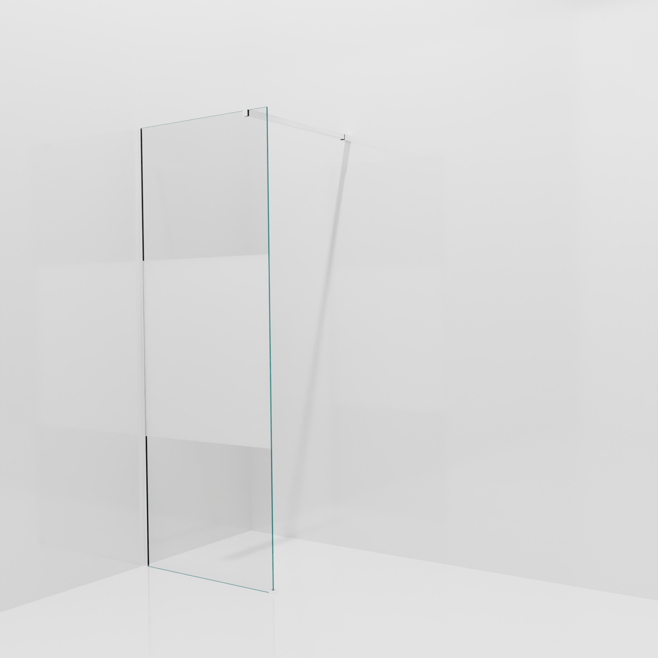 Balmani Modular Walk-In Dusche: 80 x 200 cm, Klarglas mit mattiertem Streifen, inklusive Coating, Profil Chrom glänzend