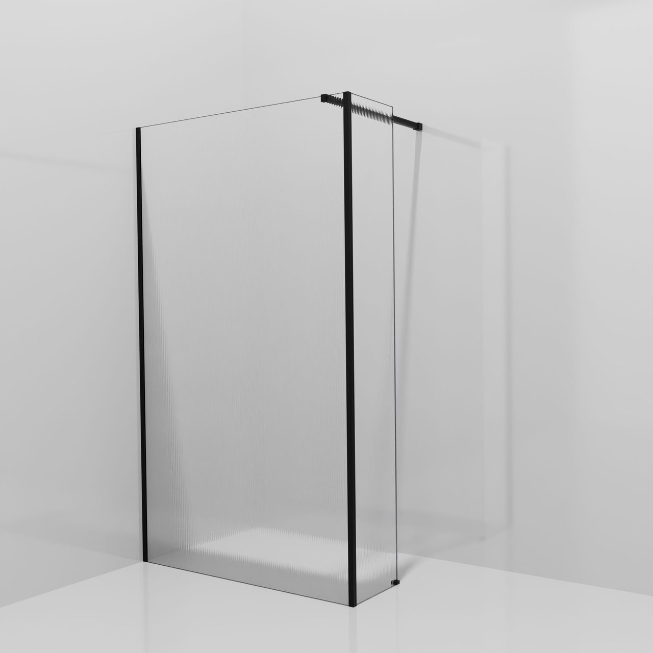 Balmani Modular douche à l'italienne avec paroi latérale fixe: 120 x 200 cm, Ribs, avec coating, Profil Noir mat