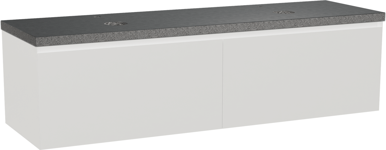 Balmani Idra by Mitra meuble salle de bains suspendu 180 x 55 cm blanc mat avec Rock tablette double en granit noir