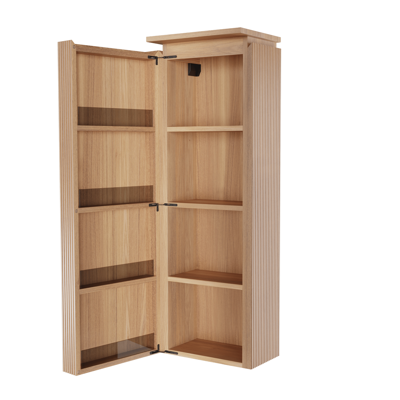 Balmani Eclips Ribs zwevende kolomkast links Teakhout 44 x 32 x 130 cm vert. sym. groef