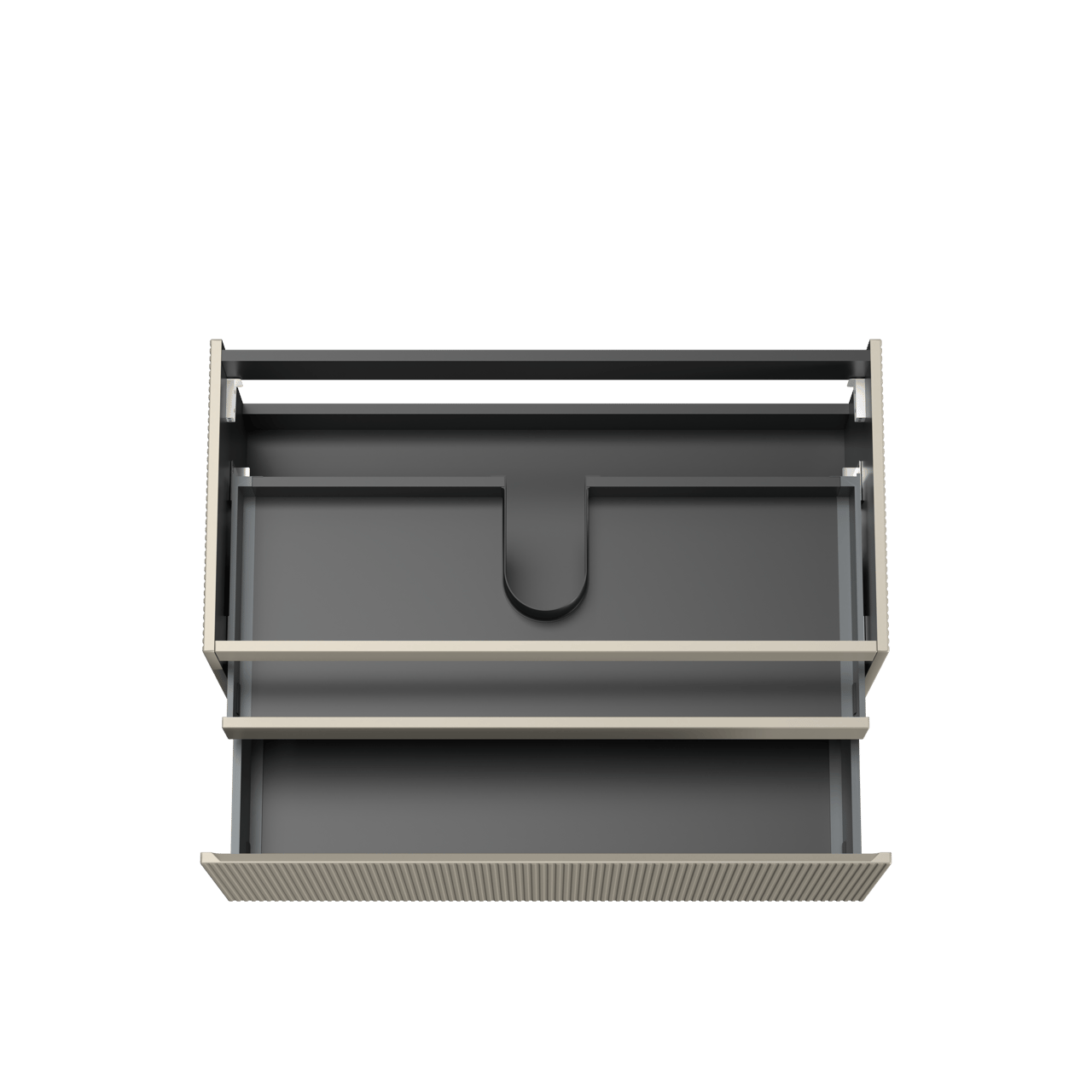 Storke Ribs meuble sous-lavabo suspendu 105 x 52 cm soie grise 2 tiroirs