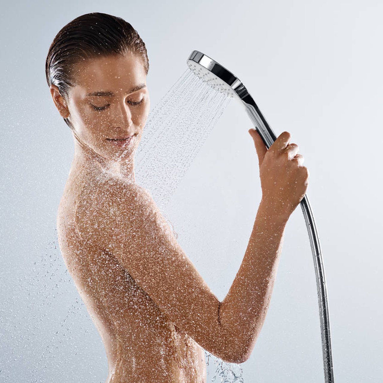 Hansgrohe Croma Select E Ecosmart pommeau de douche 3 fonctions de jet Blanc et Chrome Brillants
