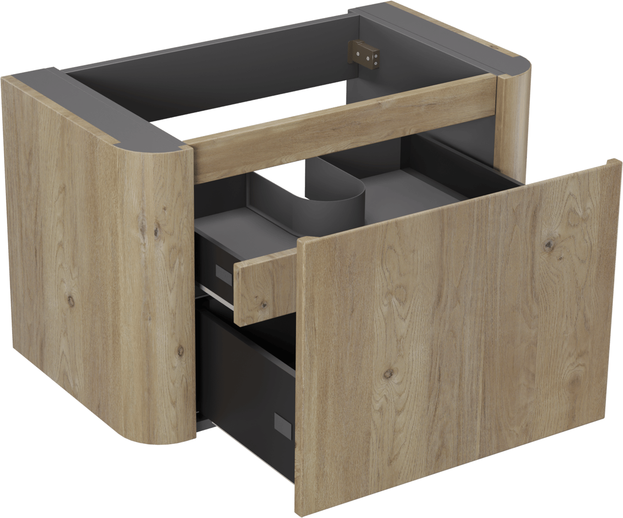 Storke Soft hängendes möbelstück Waschtischunterschränke 80 x 46 cm Eiche rau 2 Schubladen