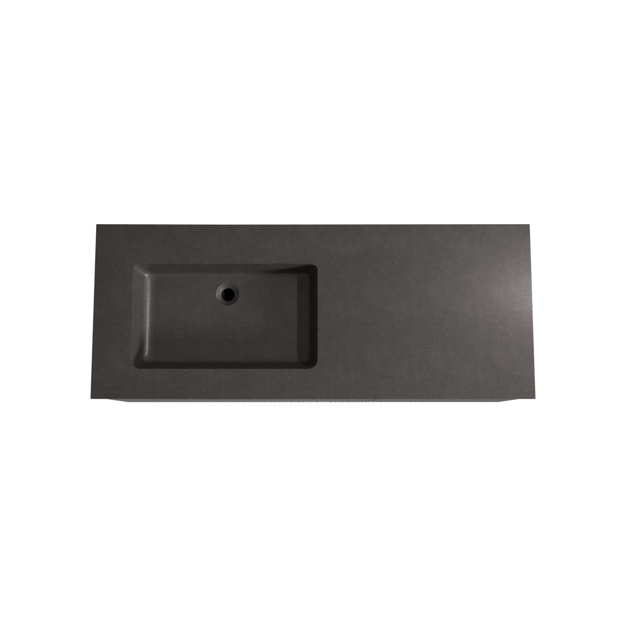 Storke Ribs zwevend badmeubel 130 x 52 cm zwart eiken met Scuro asymmetrisch linkse wastafel in kwarts mat zwart, Verticale asymmetrische rechte ribbel