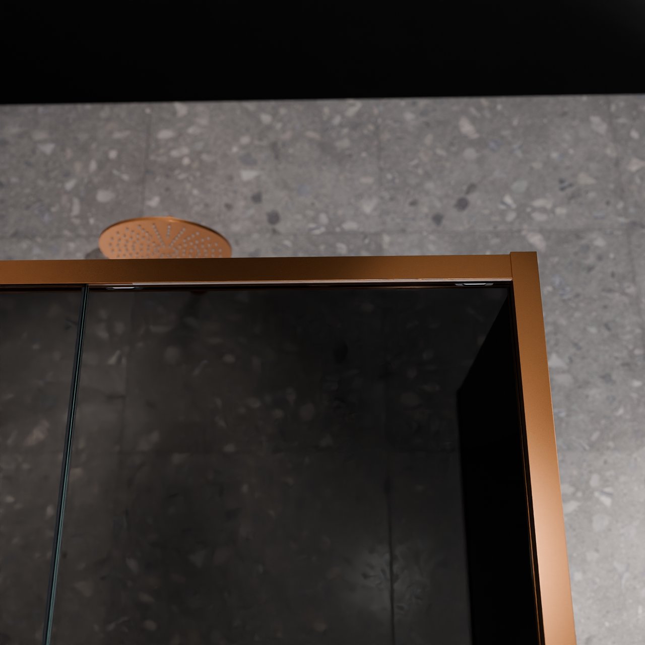 Balmani Senses Design douchehoek met linkse schuifdeur en vaste zijwand, 120 x 100 cm, Rookglas, Brushed Rosegold profielen, met coating