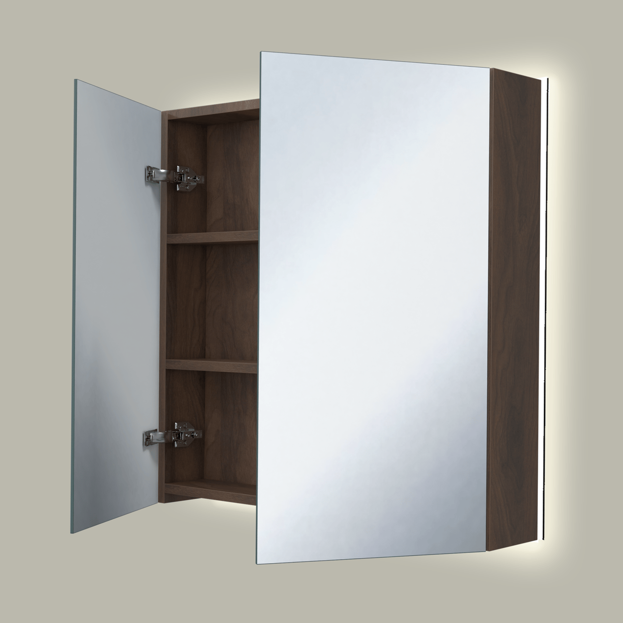 Storke Reflecta spiegelkast 75 x 75 cm notelaar met spiegelverlichting