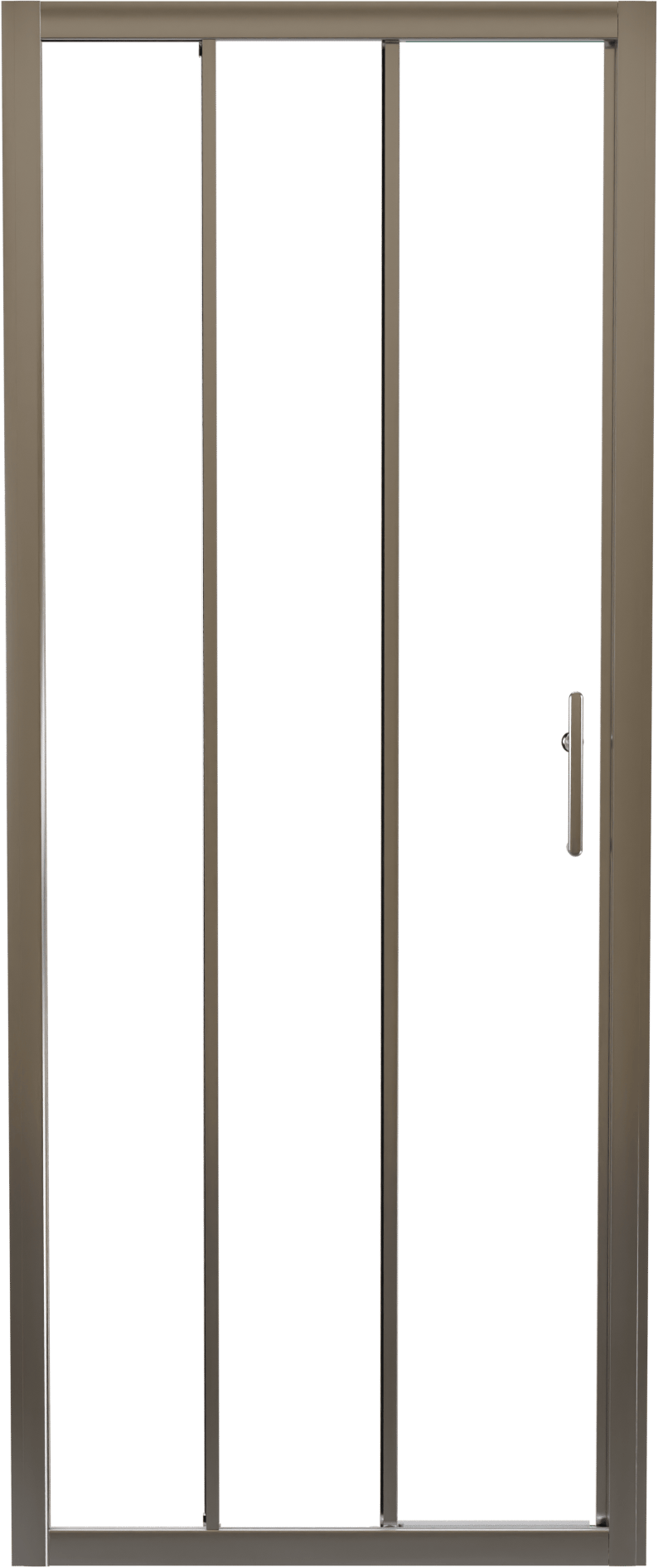 Linie Cadiz porte coulissante en trois parties 80 cm x 190 cm verre transparent profil Brushed Chrome