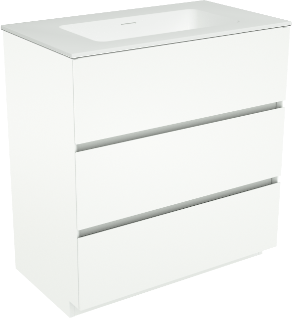Storke Edge staand badkamermeubel 80 x 46 cm mat wit met Mata enkele wastafel in solid surface mat wit