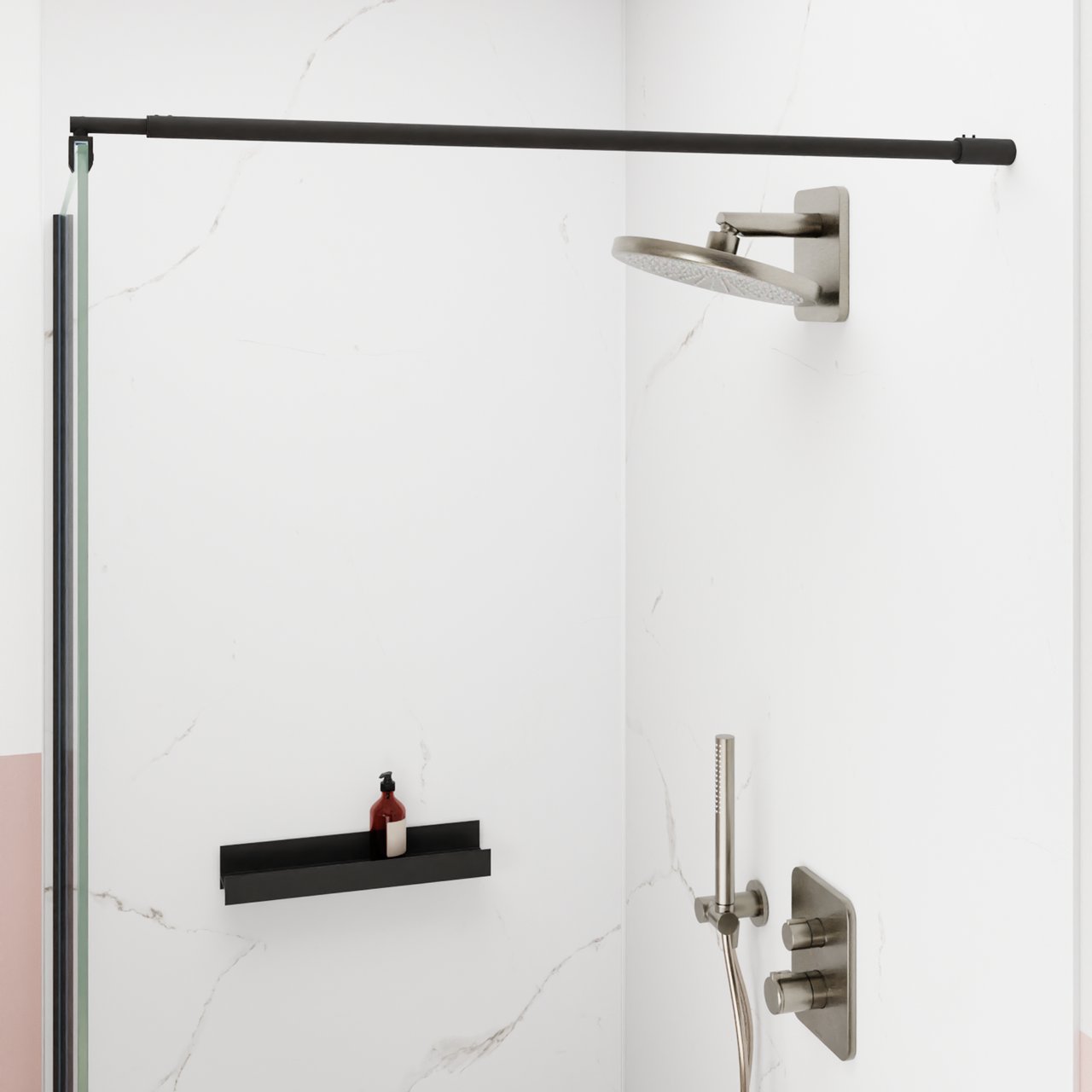 BLAUFOSS Onos 250  hoofddouche rond 25 cm met douchearm  Brushed Coolmetal