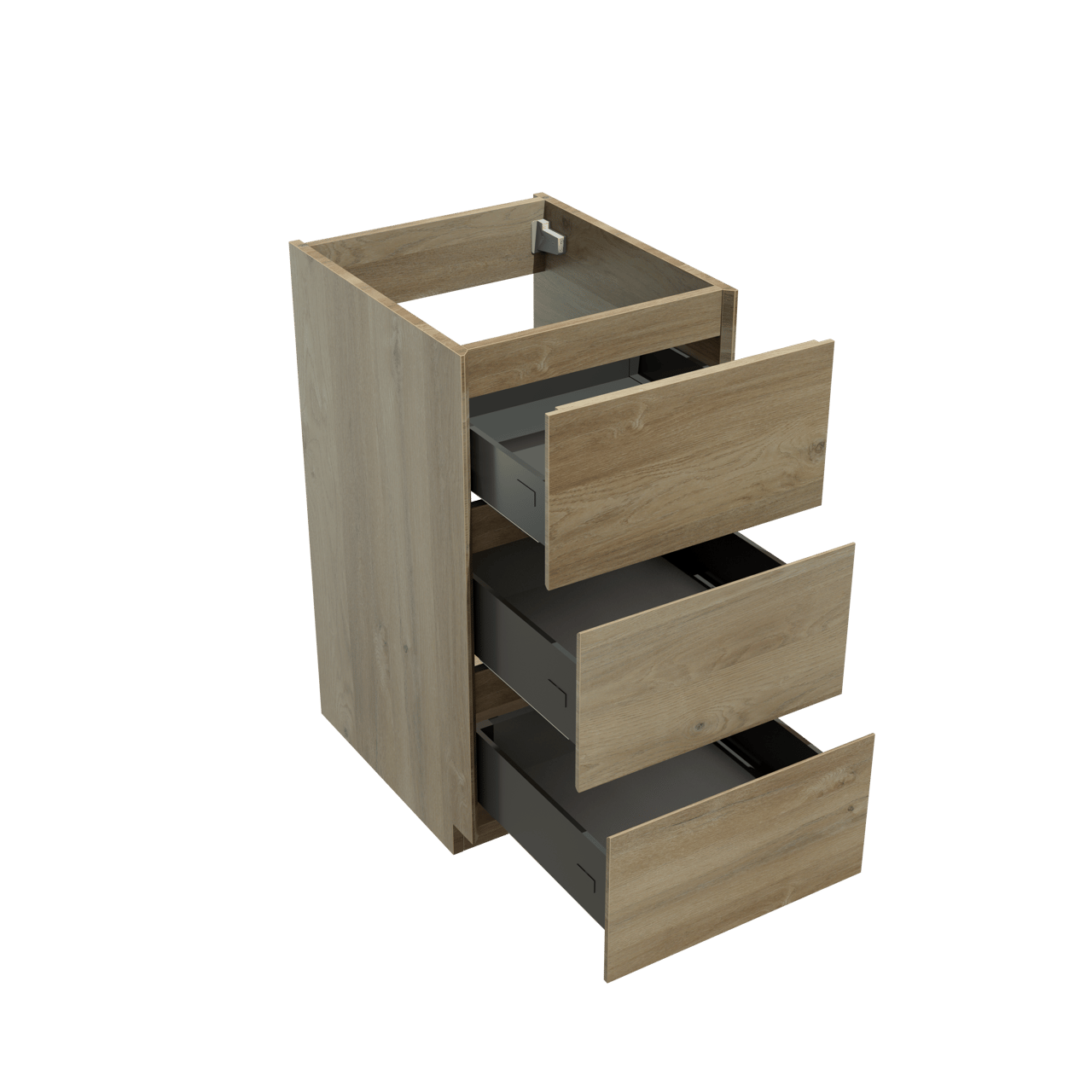 Storke Edge staande wastafelonderkast 45 x 52 cm ruwe eik 3 lades