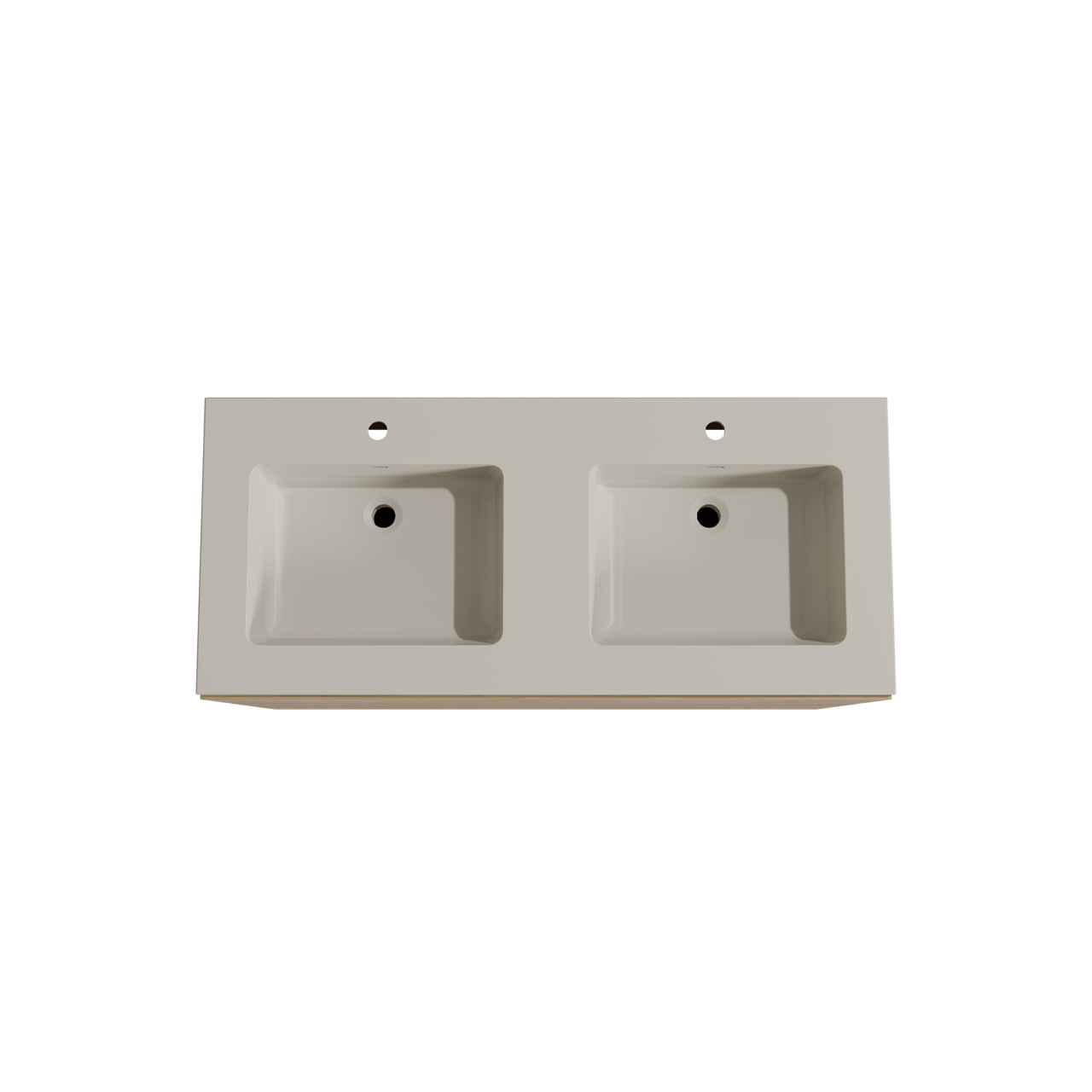 Storke Edge freistehendes Möbelstück Set: 120 x 52 cm, Rohe Eiche, mit Diva Doppelwaschtisch, Top Solid Seidengrau