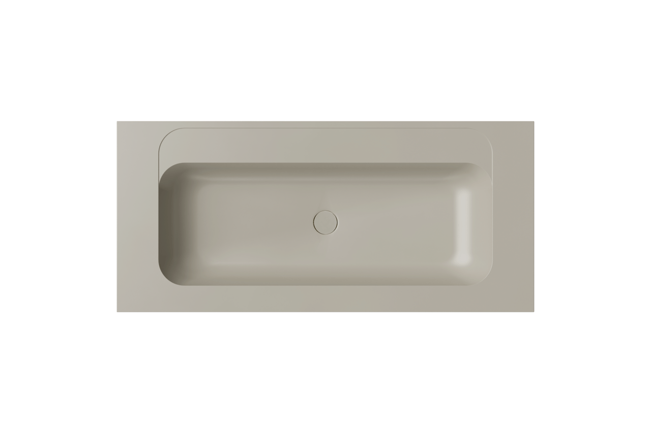 Balmani Tablo Strada lavabo simple pour 2 trous de robinet top solid soie grise matte 120 x 55 cm